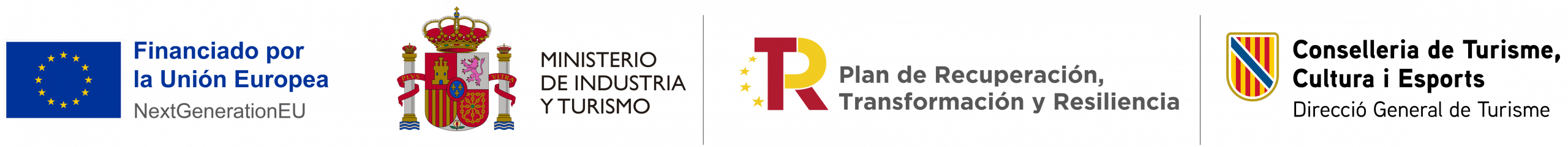 Logos de la Conselleria de cultura i esports, i el Pla de Recuperació, Transformació i Resiliència de Next Generation EU